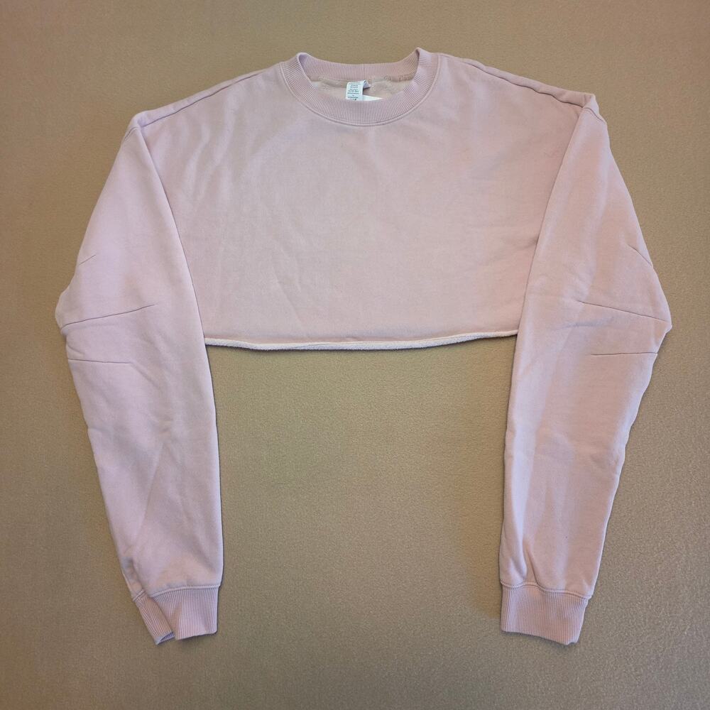 Alo Yoga Extreme Cropped Pullover Sweatshirt Top Pink Sz Medium - Picture 2 of 6